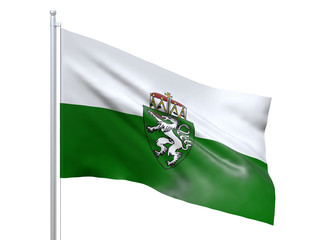 Styria (Austrian state) flag waving on white background, close up, isolated. 3D render