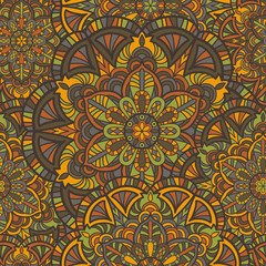 Mandala vector seamless pattern background. Tribal ornament.