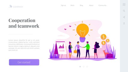 Businessmen making agreement. Brand management. Company collaboration. Partnership and agreement, cooperation and teamwork, business partners concept. Website homepage header landing web page template