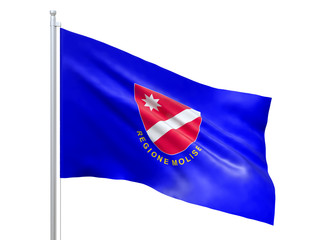 Molise (Region of Italy) flag waving on white background, close up, isolated. 3D render