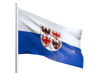 Trentino-Alto Adige (Region of Italy) flag waving on white background, close up, isolated. 3D render