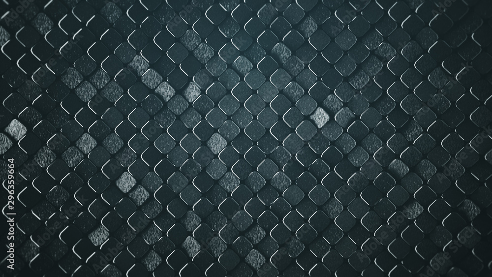 Poster rhombus pattern metallic surface 3d render