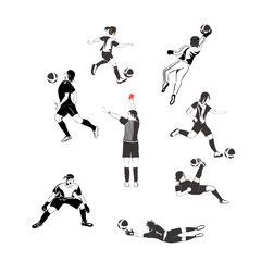 Figures of soccer players on a white background.