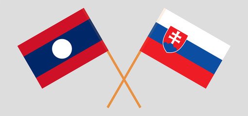 Laos and Slovakia. Laotian and Slovakian flags