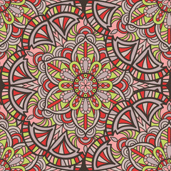 Mandala vector seamless pattern background. Tribal ornament.