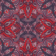Mandala vector seamless pattern background. Tribal ornament.
