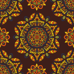 Mandala vector seamless pattern background. Tribal ornament.