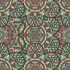 Mandala vector seamless pattern background. Tribal ornament.