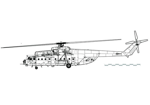 Mil Mi-6 Hook. Outline vector drawing