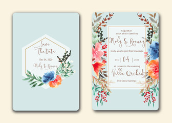 classic invitation with beautiful floral watercolor