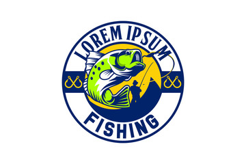mouth bass fish vector for fishing club logo template