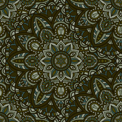 Mandala vector seamless pattern background. Tribal ornament.