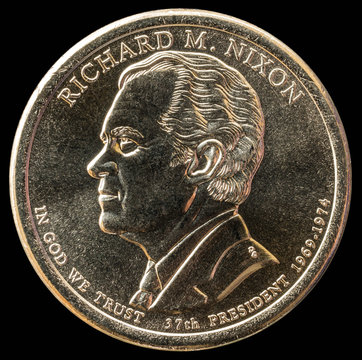 1 dollar coin. 37th President of the United States of America