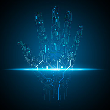 Hand palm scaning technology background