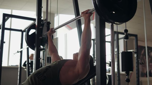 Upper chest workout in smith machine, slow motion