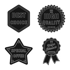 Vector design of emblem and badge sign. Collection of emblem and sticker stock vector illustration.
