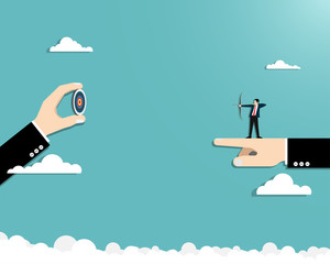 Businessman archery shooting to the achievement