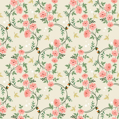 Hand drawn flowers seamless pattern.