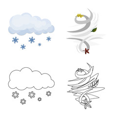 Vector illustration of weather and climate sign. Collection of weather and cloud stock vector illustration.