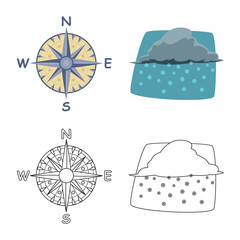 Vector illustration of weather and climate sign. Collection of weather and cloud stock vector illustration.