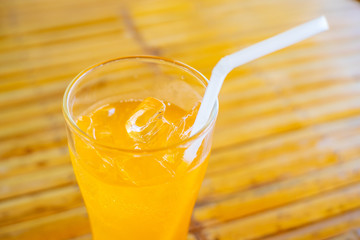 Glass water drink cool with tube on table