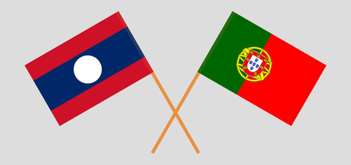 Laos and Portugal. Laotian and Portuguese flags