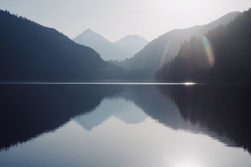 Calm lake in mountain landscape