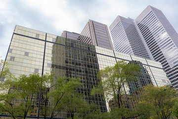 Montreal in Canada, view of modern skyline in the center in autumn