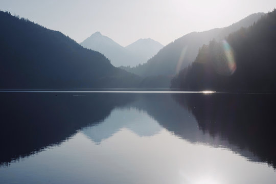 Calm lake in mountain landscape