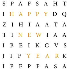 Sign Happy New Year on letters abstract background. Card, banner, poster