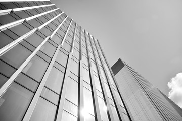Fototapeta na wymiar Modern city office building exterior. Black and white.