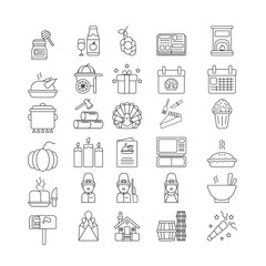 Thanksgiving Outline Icon Set