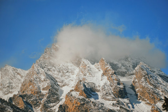 Scenic view of cloudy mountains