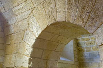 ancient vaulted hall of old fortress