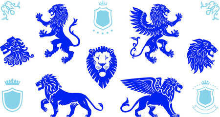 Lions Drawings, Lion Head, Heraldic Lions, Winged Lion © Abrams