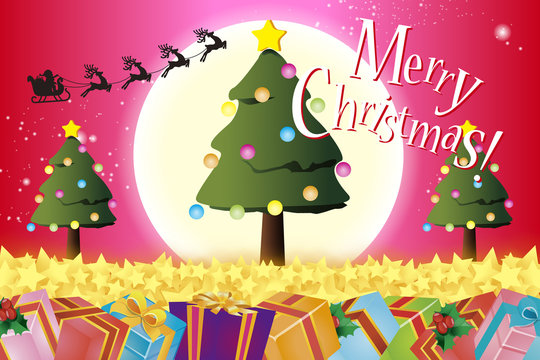 ベクターイラスト,クリスマスカード,クリスマスツリー,もみの木,楽しいパーティー,飾り,無料素材,赤