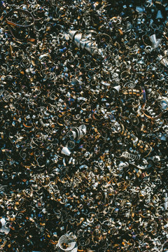 Close up of pile of metal shavings
