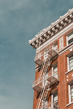 Exterior of residential building fire escape