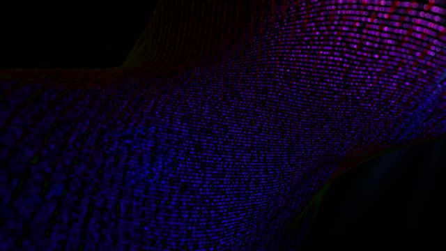 Digital blue color particles wave flow abstract motion background