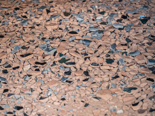 Abstract and closeup in the middle background of broken debris ceramic pattern and texture in ceramic factory.