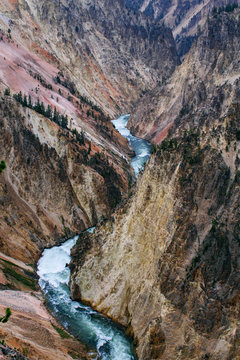 Aerial view of Colorado River flowing through Grand Canyon