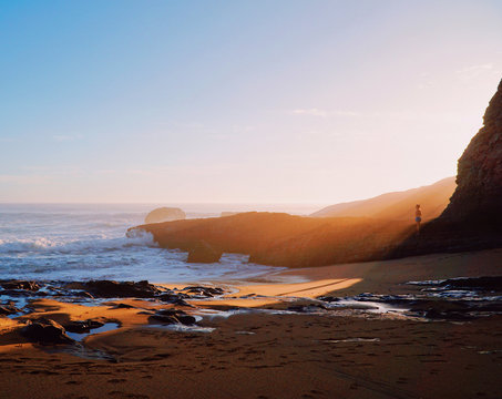 Late afternoon sunrays on beach