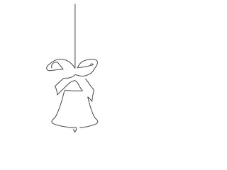 Christmas bell isolated line drawing, vector illustration design. Christmas collection.