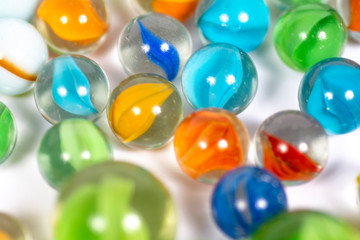 Marbles on a white background