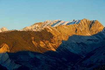 Coucher de soleil sur le mont Mounier, Valberg, Alpes Maritimes, France