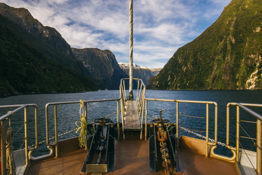 Front angle view of deck on ship