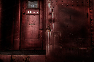 Obraz premium Red Door old train car
