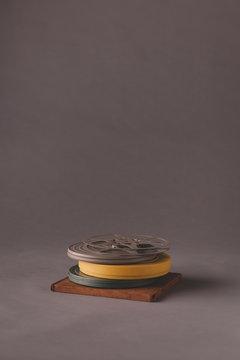 Stack of retro film reels