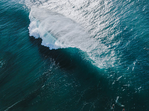 Aerial view of the crest of ocean wave