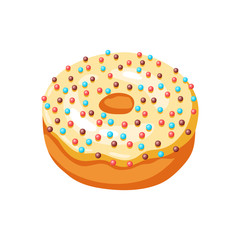 Illustration of glaze donut with sprinkles.